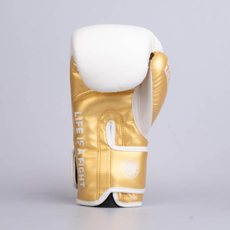 Gants de boxe Fighter Training PU - blanc/or, FBG-TRP-002