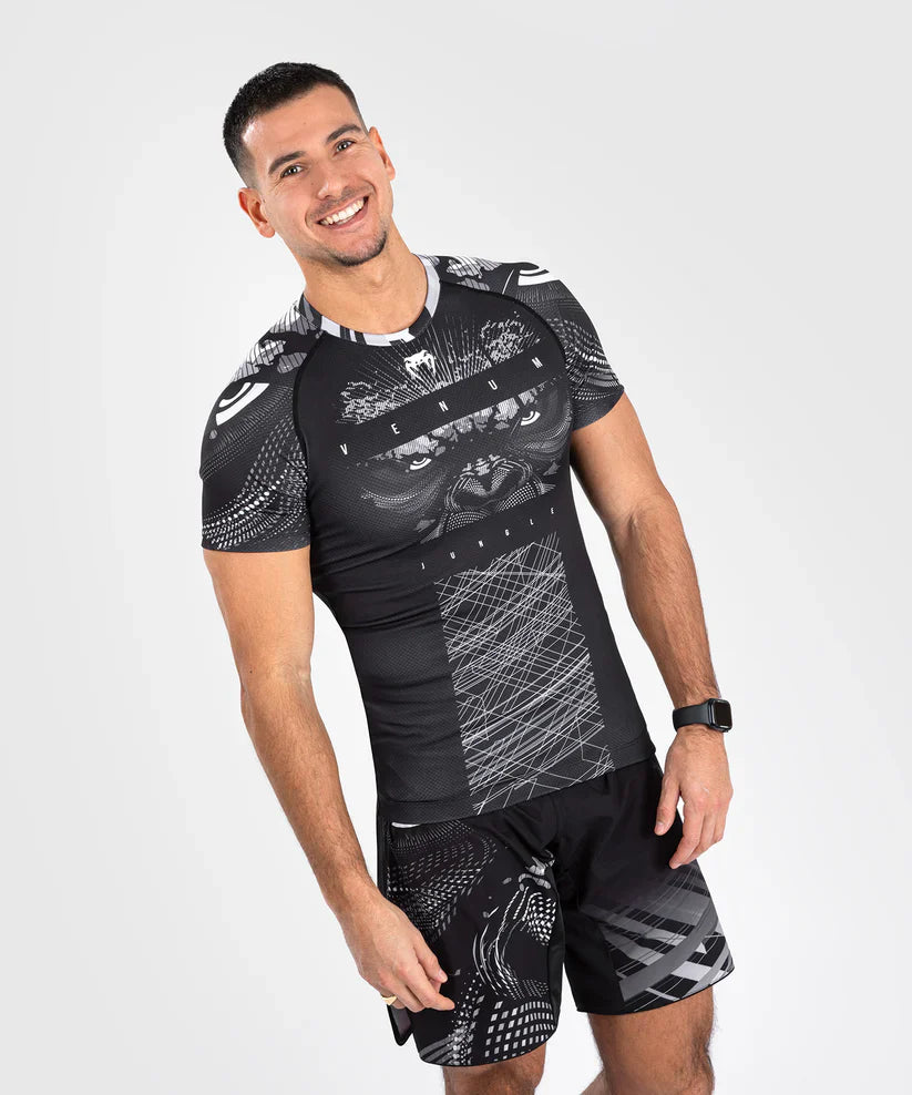 Venum Gorilla Jungle Short-Sleeve Rashguard, black/white - VENUM-05077-108