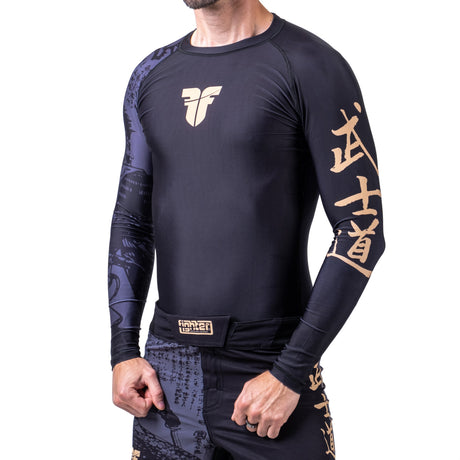 Fighter Rashguard Samurai with Long Sleeves - black/gold, FRSG-SAM-01-LS