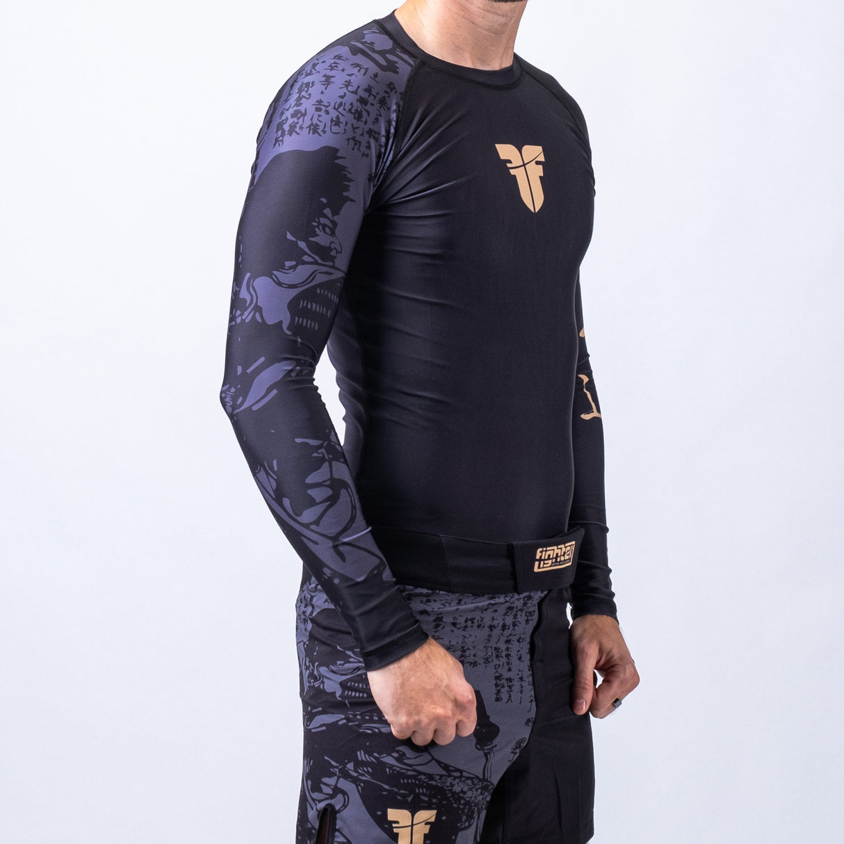 Fighter Rashguard Samurai with Long Sleeves - black/gold, FRSG-SAM-01-LS