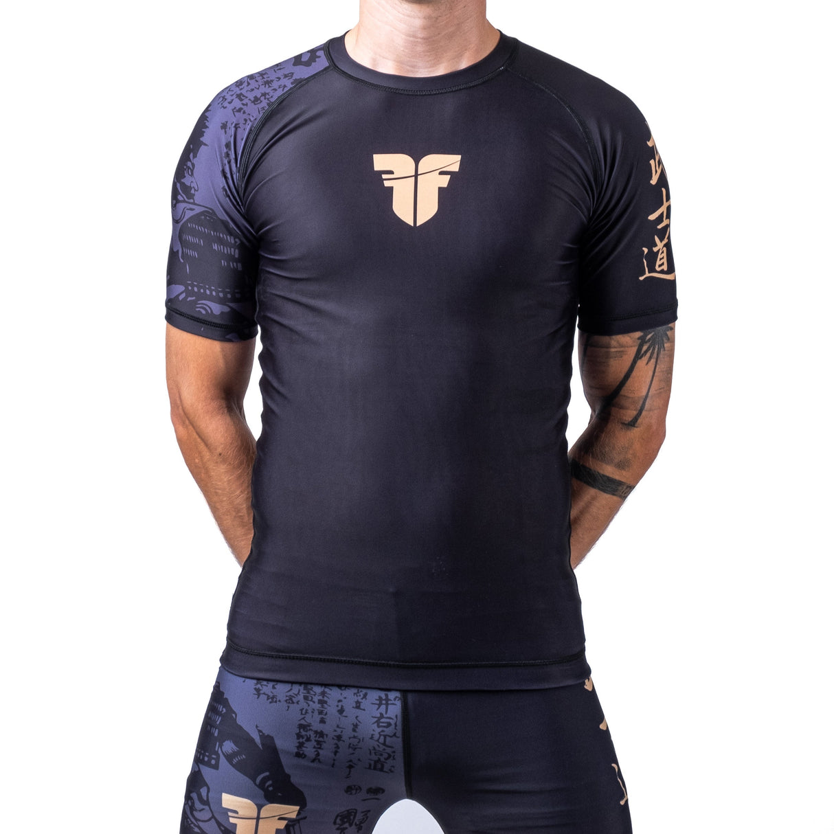 Fighter Rashguard Samurai with Short Sleeves - black/gold, FRSG-SAM-01-SS