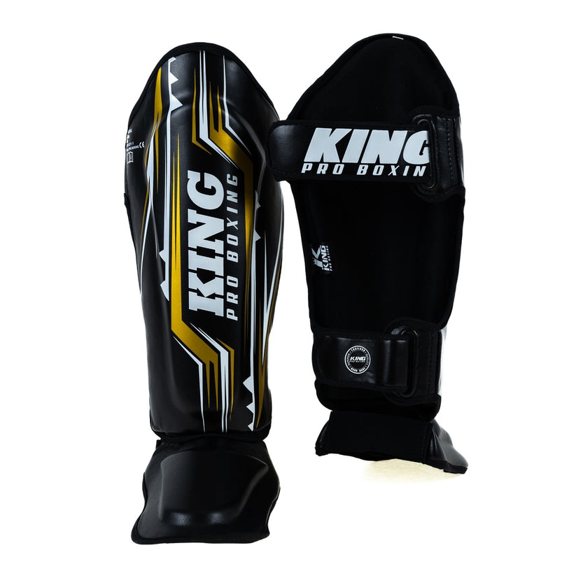 King PRO Boxing Shin Guards Spartan 3 - black/gold, KPB/SG SPARTAN 3