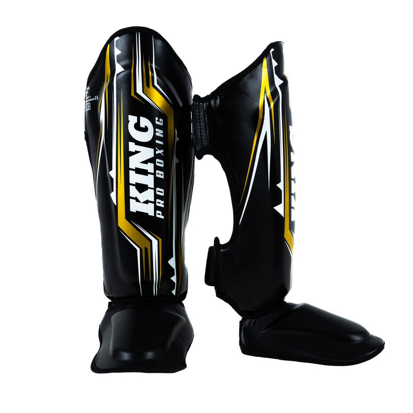 King PRO Boxing Shin Guards Spartan 3 - black/gold, KPB/SG SPARTAN 3