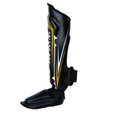 King PRO Boxing Shin Guards Spartan 3 - black/gold, KPB/SG SPARTAN 3