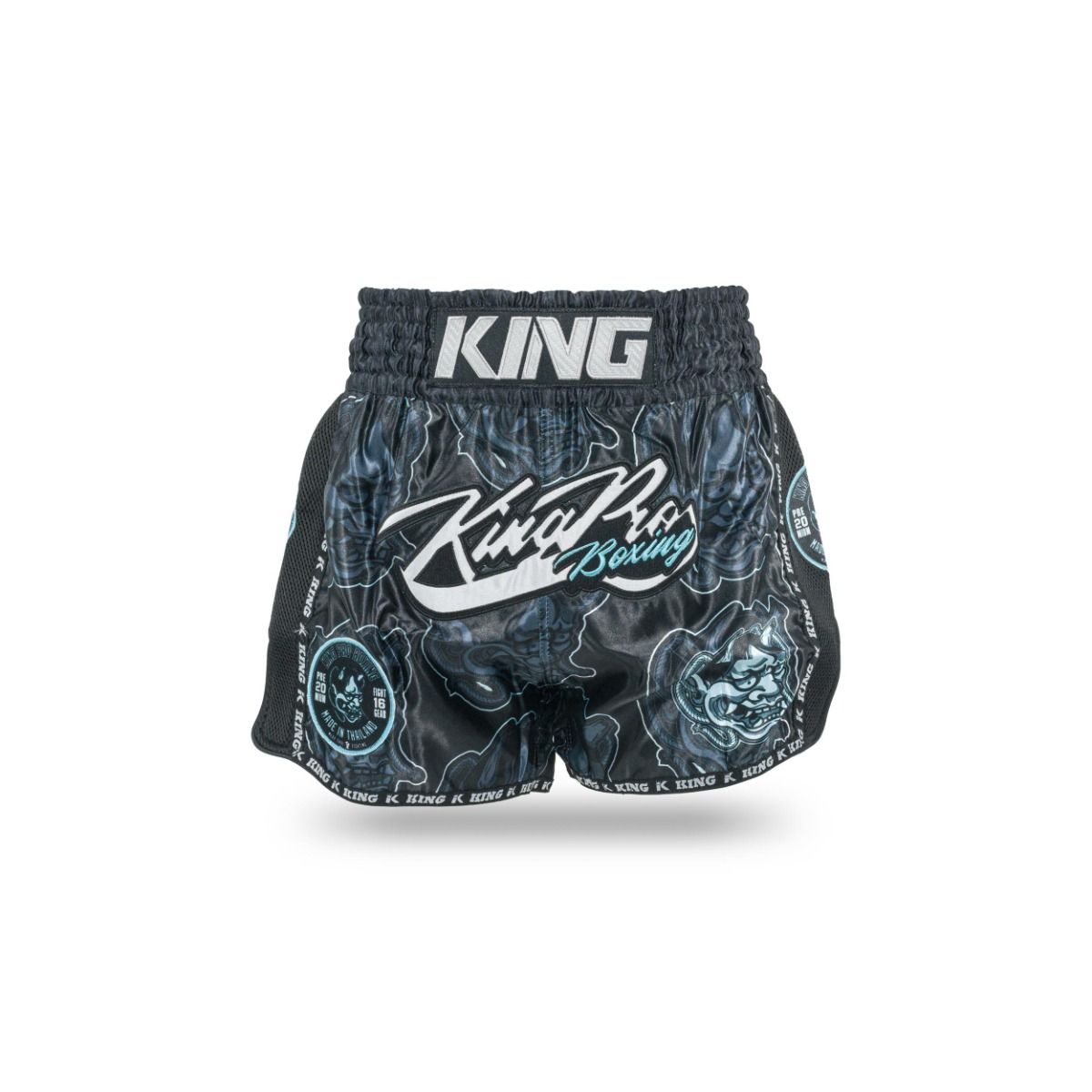 King Muay Thai DEMON Shorts - black/blue, KPB DEMON 3