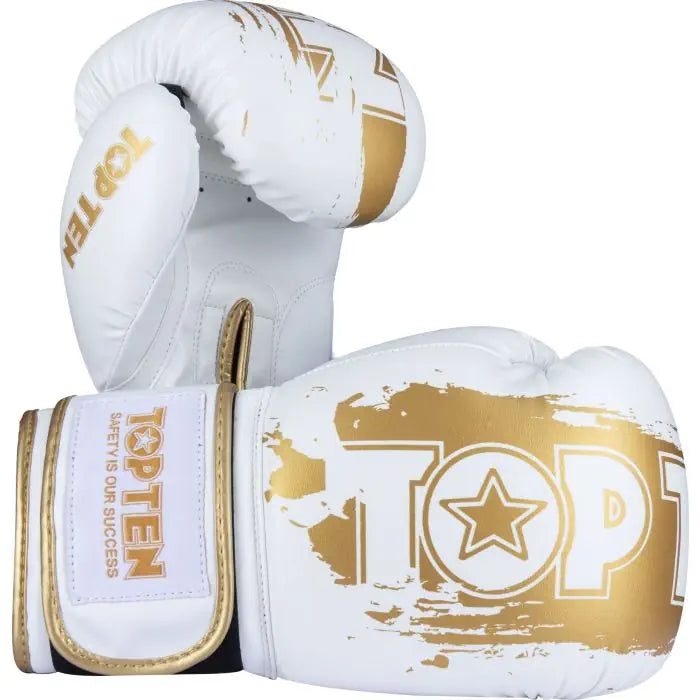 Top Ten Boxing Gloves "Power Ink Golden Star" - white/gold, 22662-1212