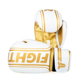 Fighter Boxing Gloves Basic Stripe - white/gold