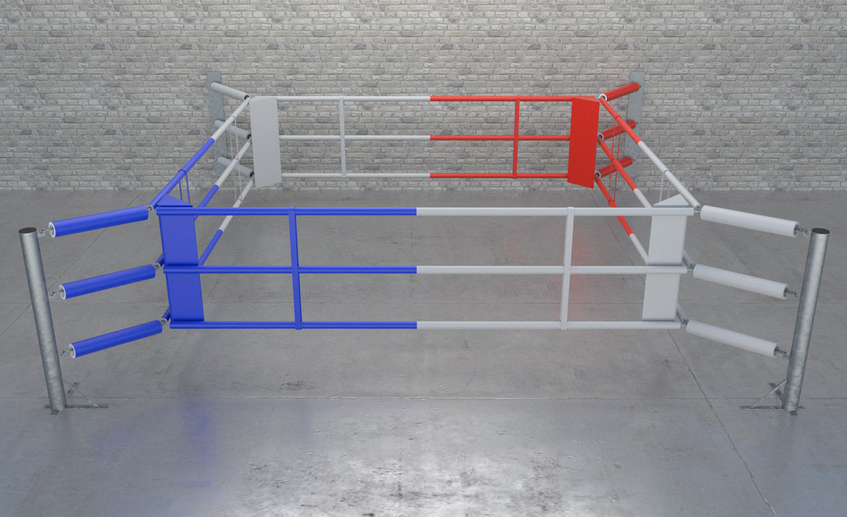 Bodenboxring Fighter Wall II mit 3 Seilen, BRF-NF2W