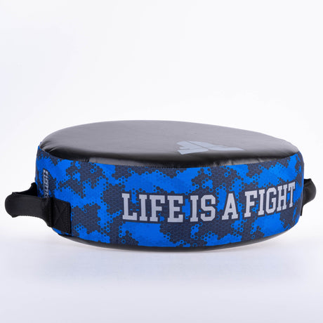 Runder Kämpferschild - Das Leben ist ein Kampf - Blaues Tarnmuster, FKSH-35