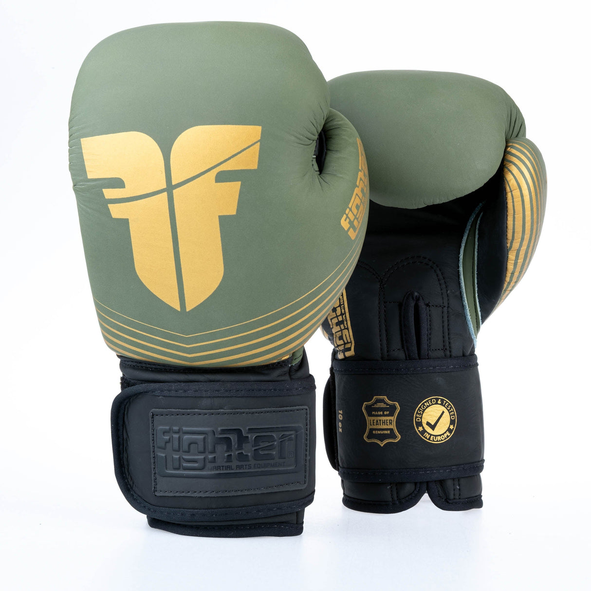 Gants de boxe Fighter SPLIT Stripes - kaki/or