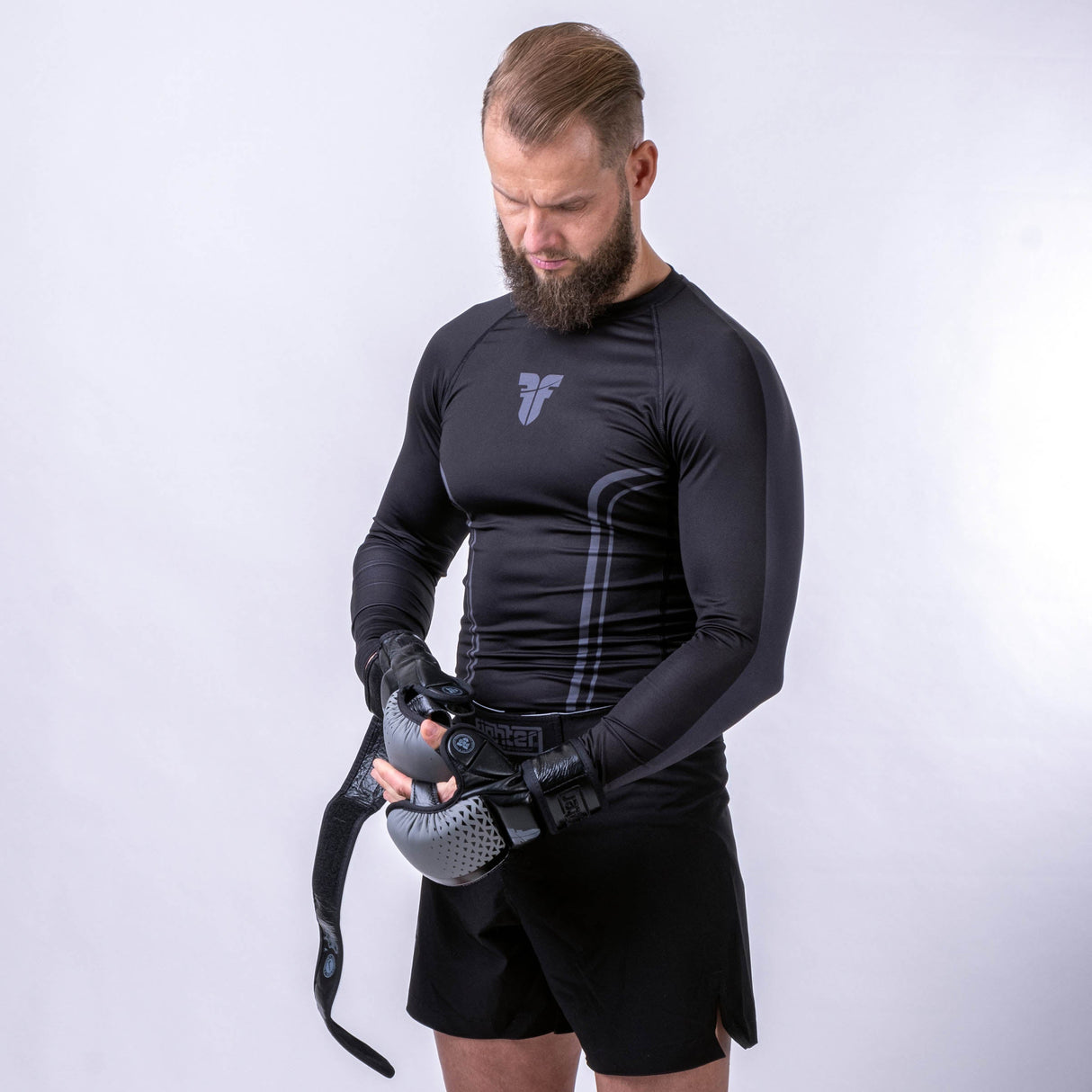 Fighter Rashguard Lines - black, FRSG-LN