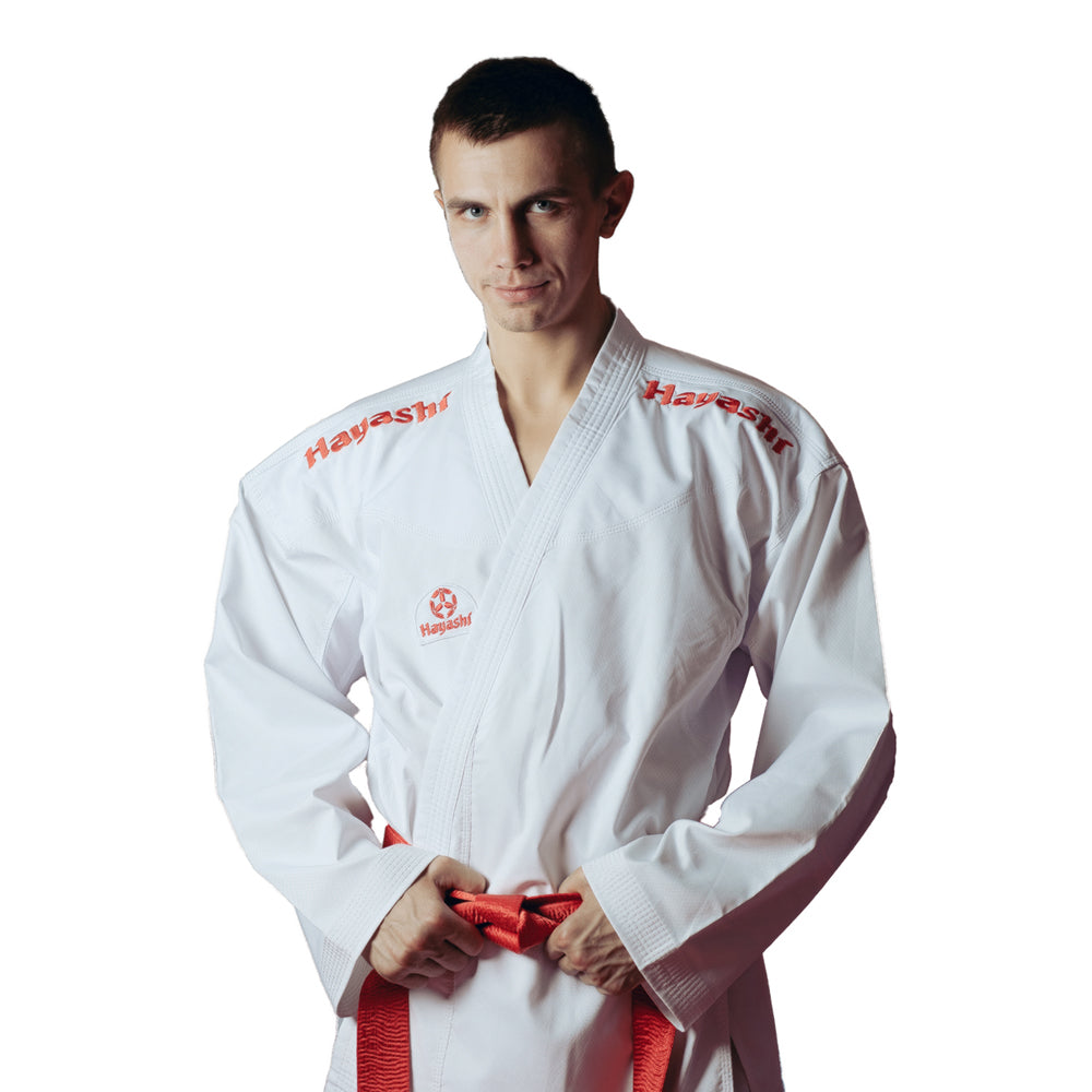 Hayashi Kumite Kimono Flexz WKF Approuvé – Blanc/Rouge, 043-14