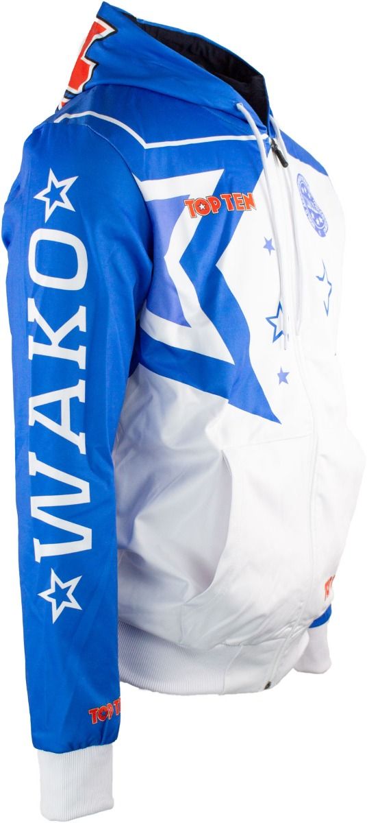 Sweat à capuche TOP TEN WAKO - blanc/bleu, 19321-16