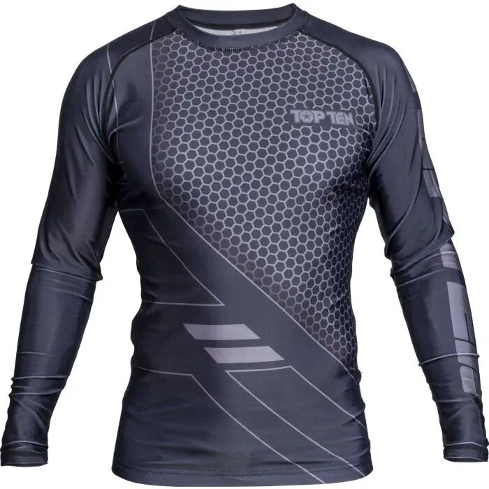 Top Ten Rashguard with Long Sleeves "COMBat" - black, 14124